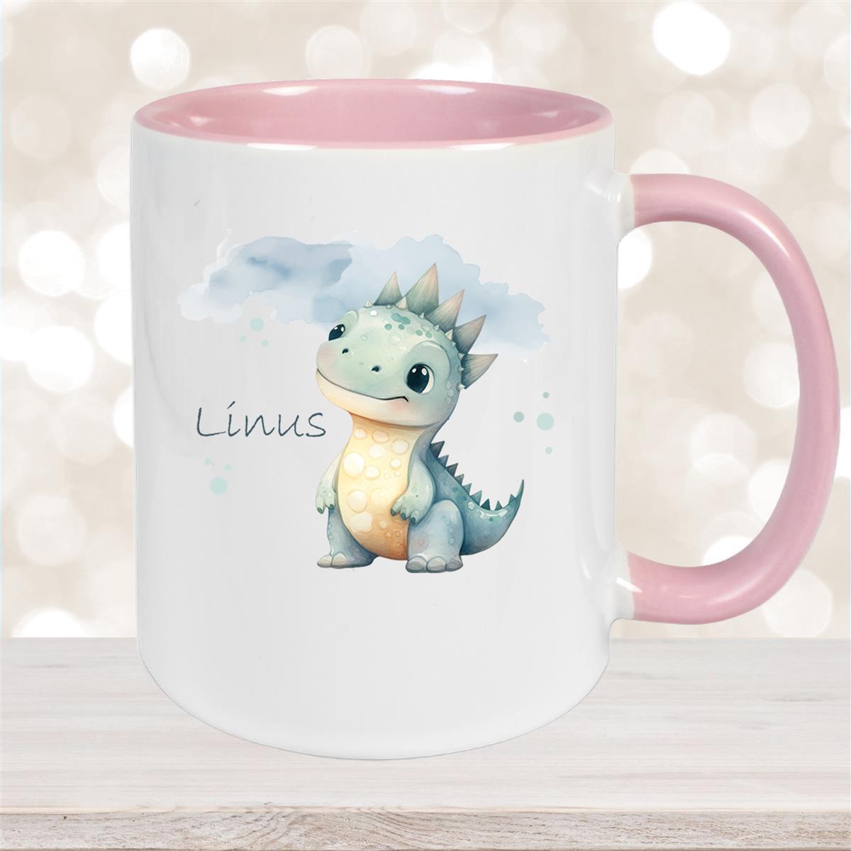 Tasse Dino #15 Wunschname Keramik Kinderbecher Personalisiert versch. Farben