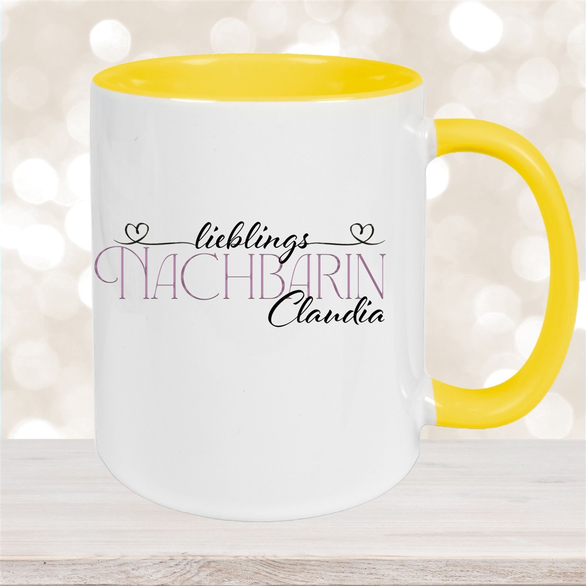 Tasse Wunschname Lieblings-Nachbarin #1 personalisiert Keramik Becher versch. Farben