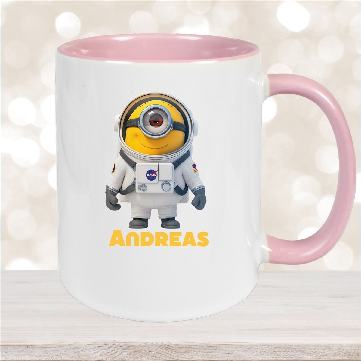 Tasse Minions Kinder Minion #3 Astronaut Wunschname Keramik Kinderbecher personalisiert versch. Farben