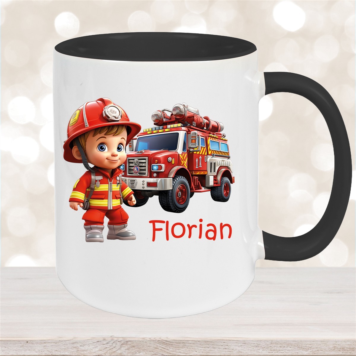 Tasse Wunschname Feuerwehr #2 Keramik Kinderbecher versch. Farben