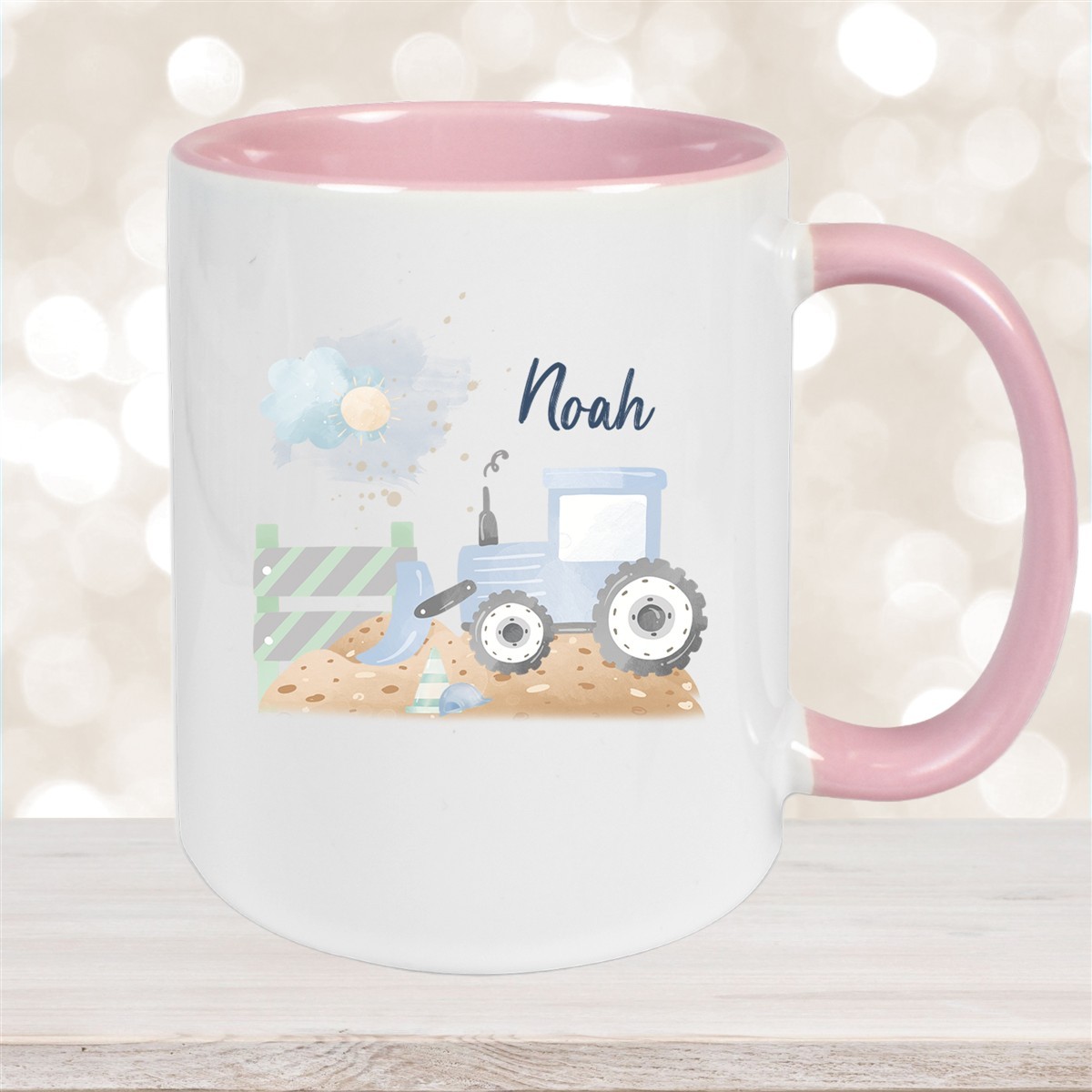 Tasse Wunschname Baustelle Traktor #1 Keramik Kinderbecher versch. Farben
