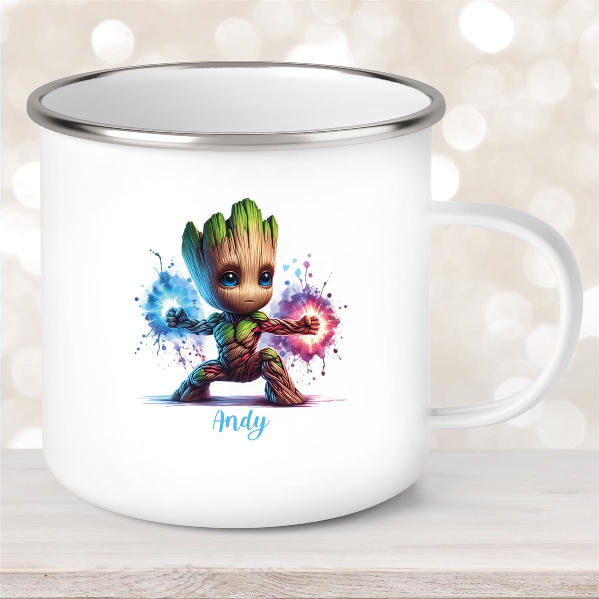 Tasse Wunschname Baby-Groot #8 Emaille Kinderbecher personalisiert