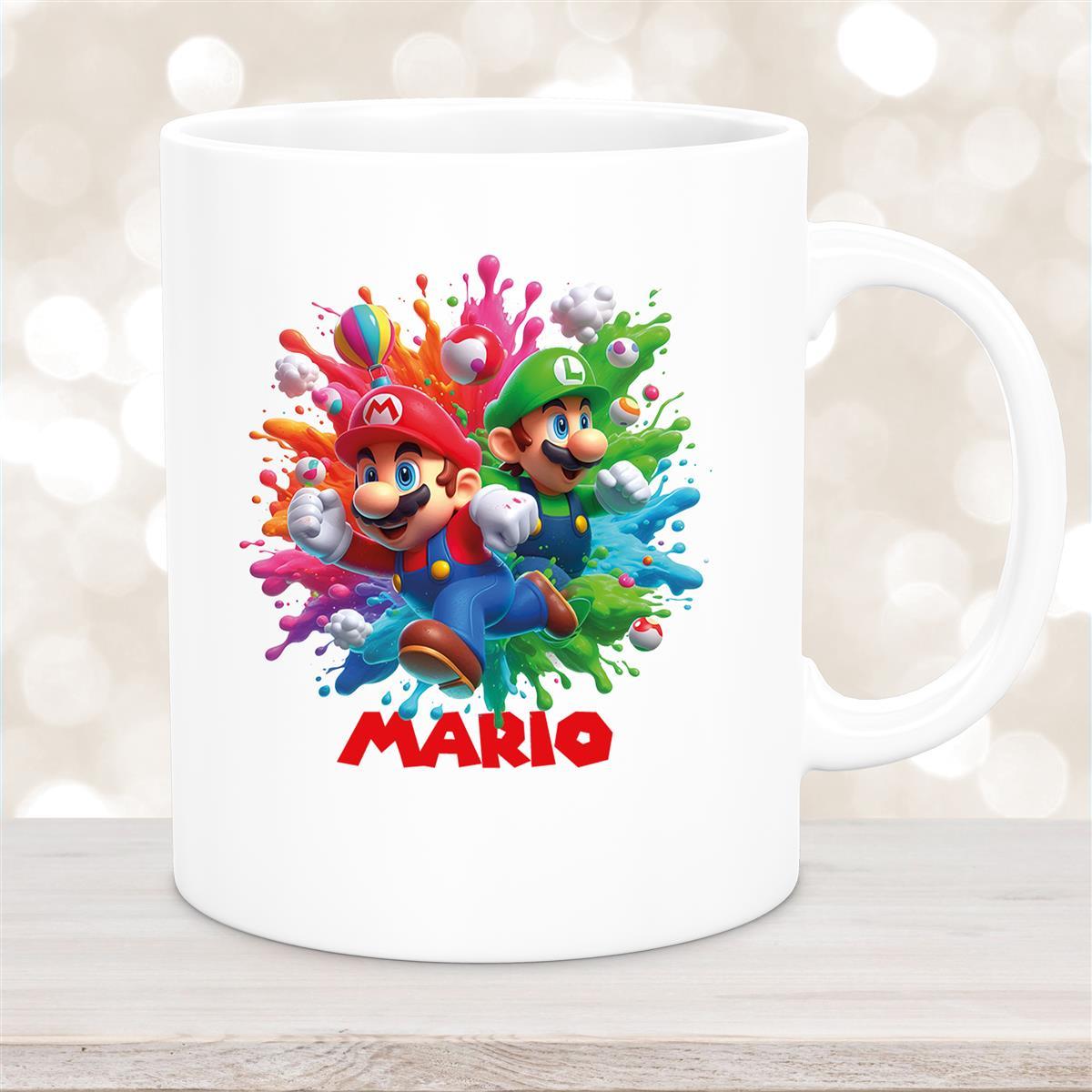 Tasse Wunschname Super-Mario #1 Keramik Kinderbecher personalisiert versch. Farben