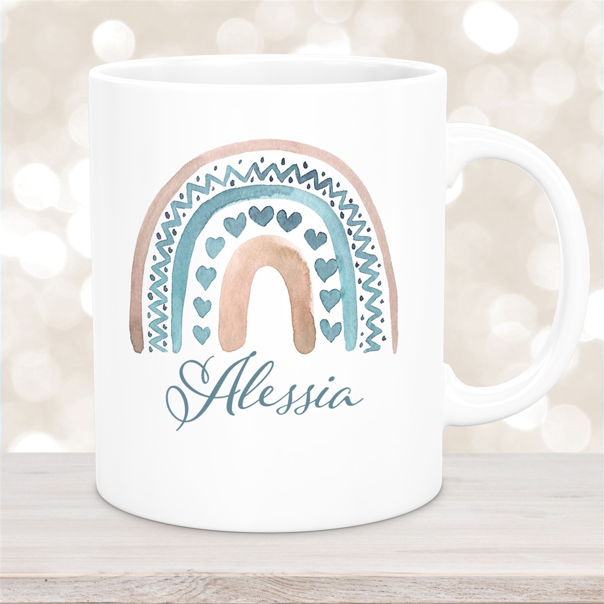 Tasse Wunschname Regenbogen #5 Keramik Kinderbecher versch. Farben