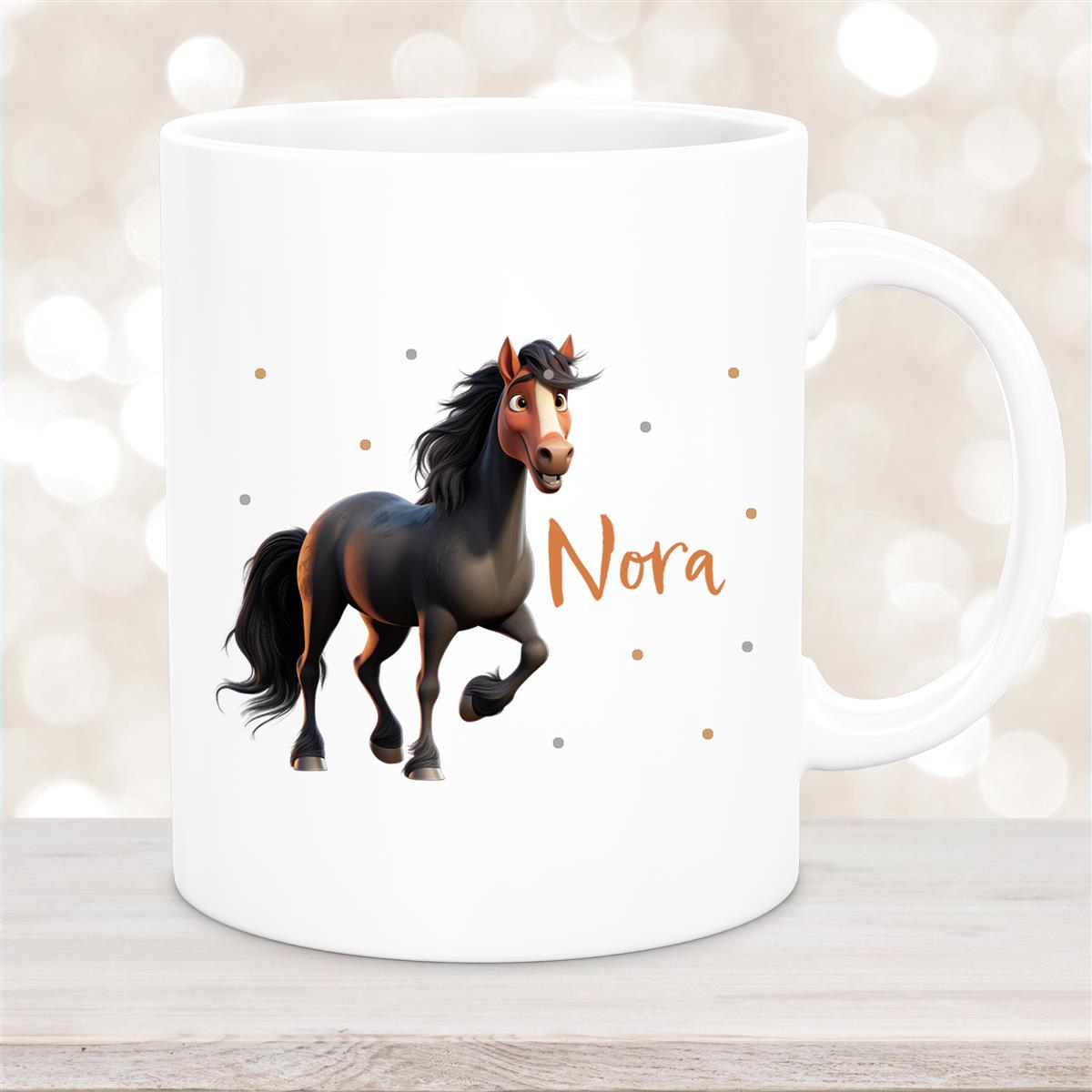 Tasse Pferd #2 Wunschname Keramik Kinderbecher personalisiert Weiß