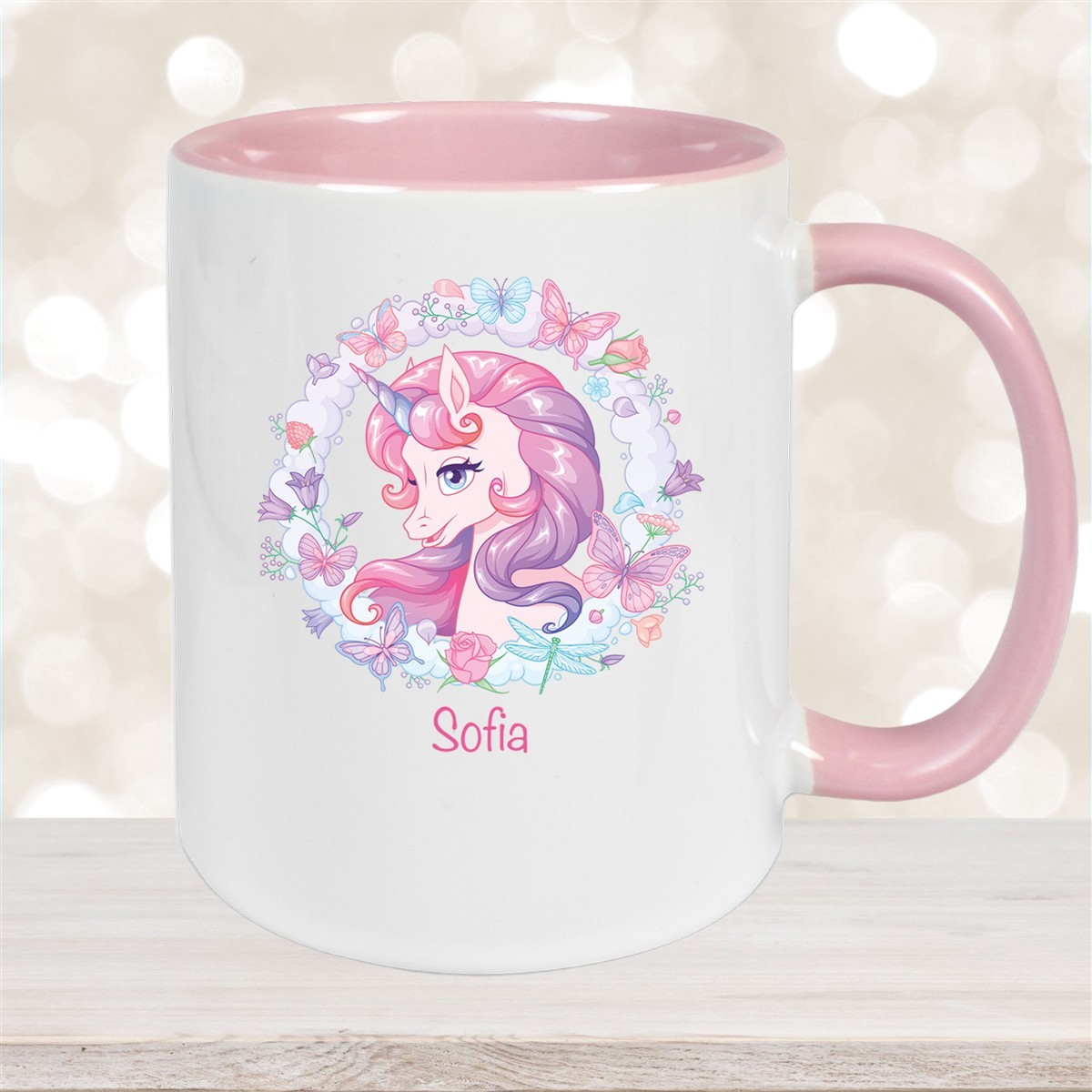 Tasse Wunschname Einhorn #1 Keramik Kinderbecher personalisiert versch. Farben