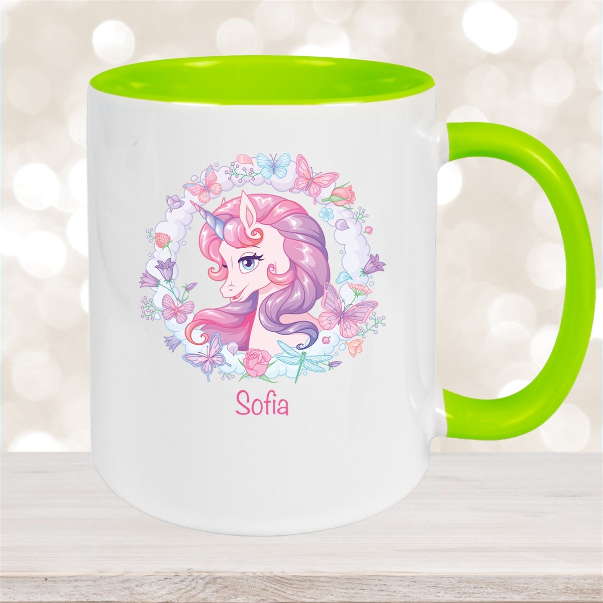 Tasse Wunschname Einhorn #1 Keramik Kinderbecher personalisiert versch. Farben