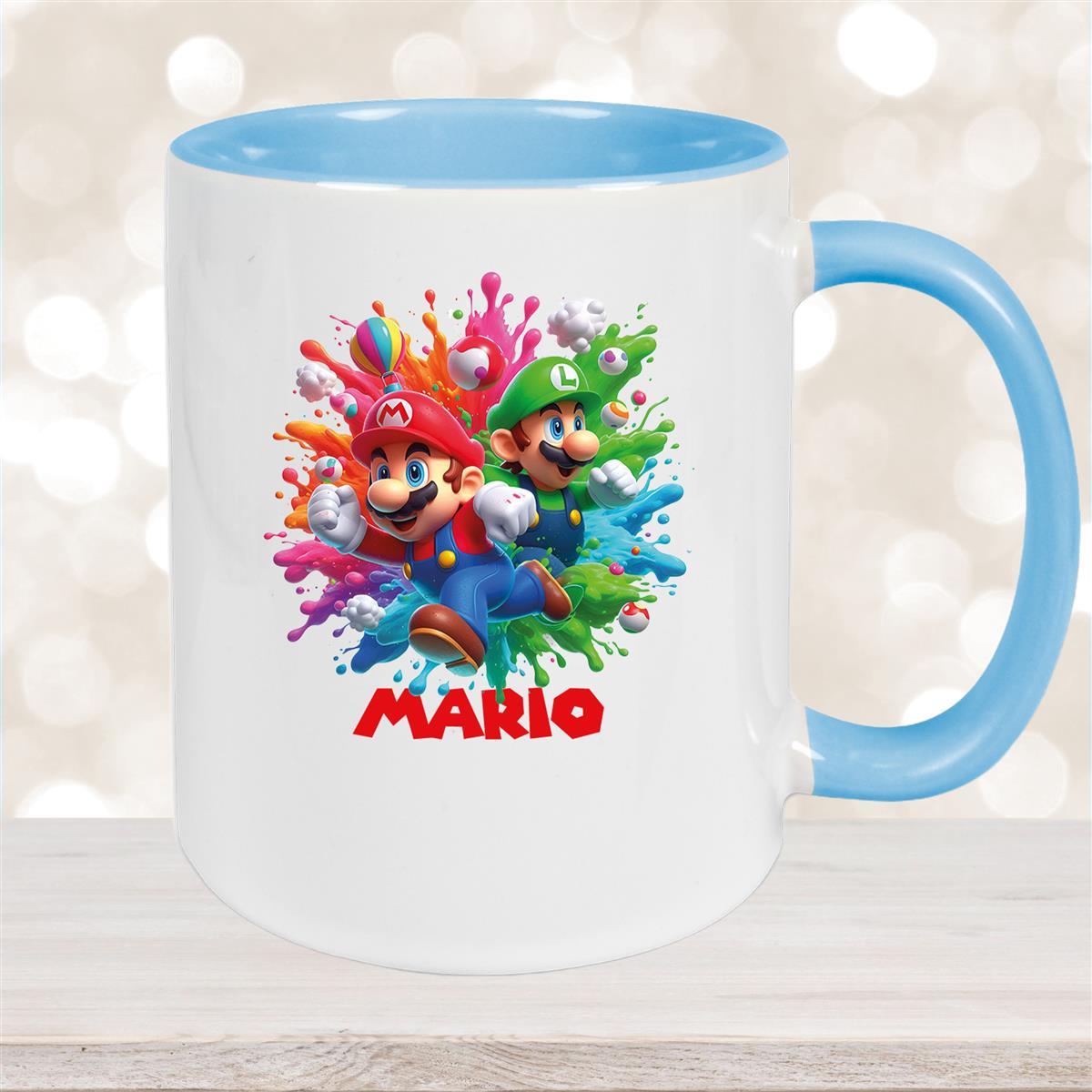 Tasse Wunschname Super-Mario #1 Keramik Kinderbecher personalisiert versch. Farben