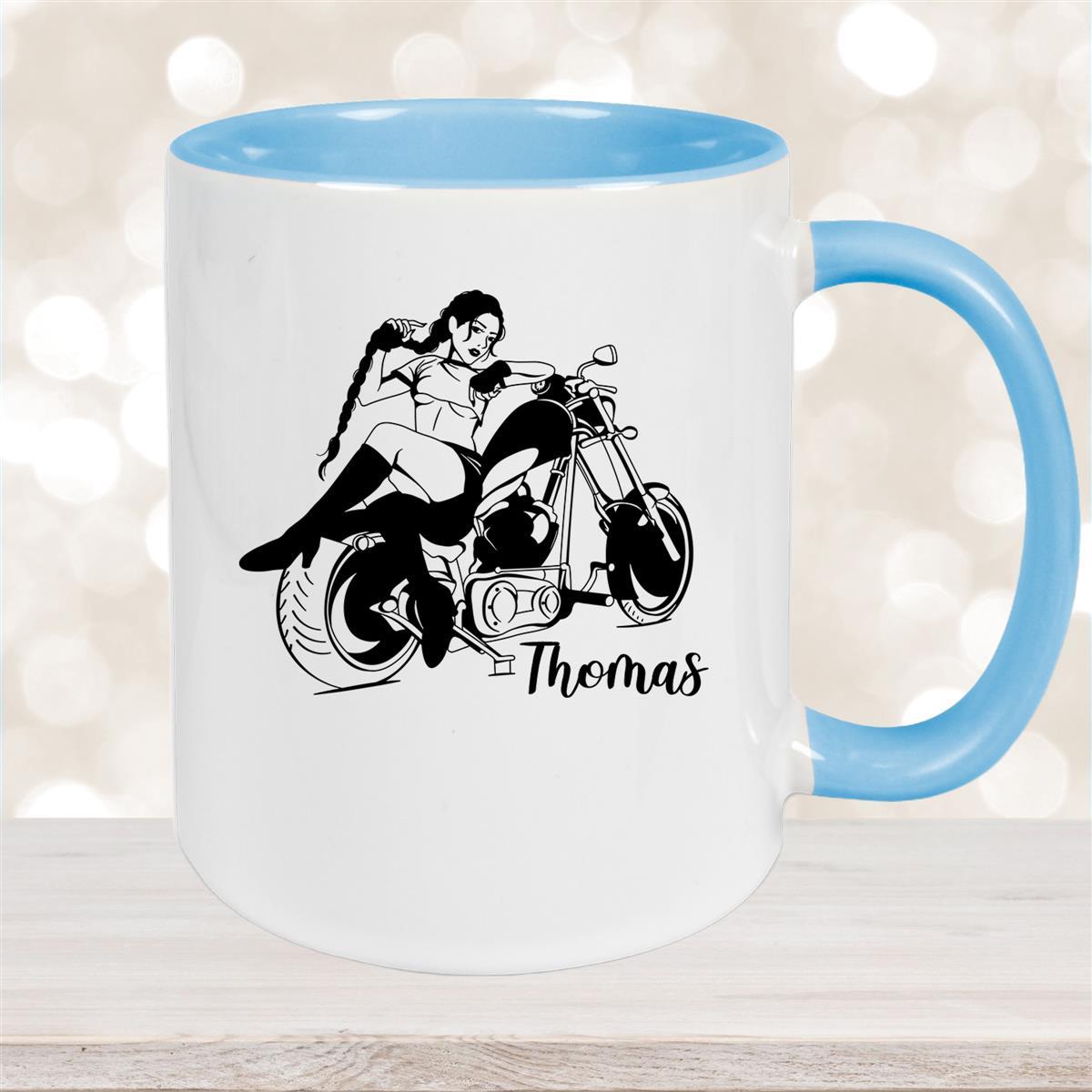 Tasse Bike #01, Biker Girl, Motorrad Keramik personalisiert versch. Farben