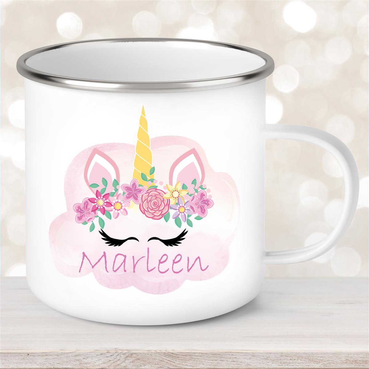 Tasse Einhorn #5 Wunschname Emaille Kinderbecher personalisiert