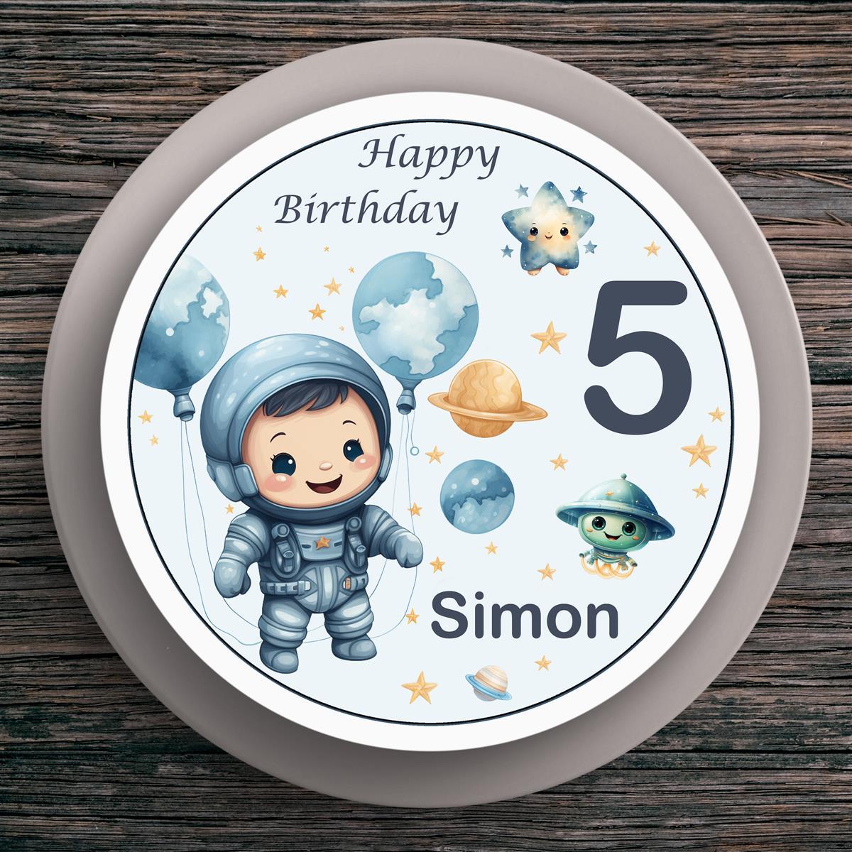 Tortenaufleger Geburtstag Astronaut #1 Name & Zahl (20cm)