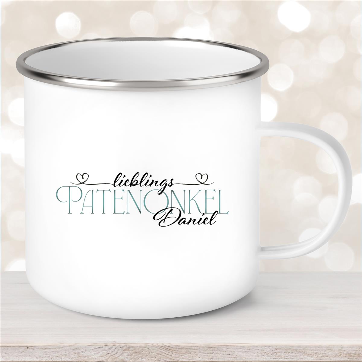 Tasse Wunschname Lieblings-Patenonkel #1 Emaille personalisiert