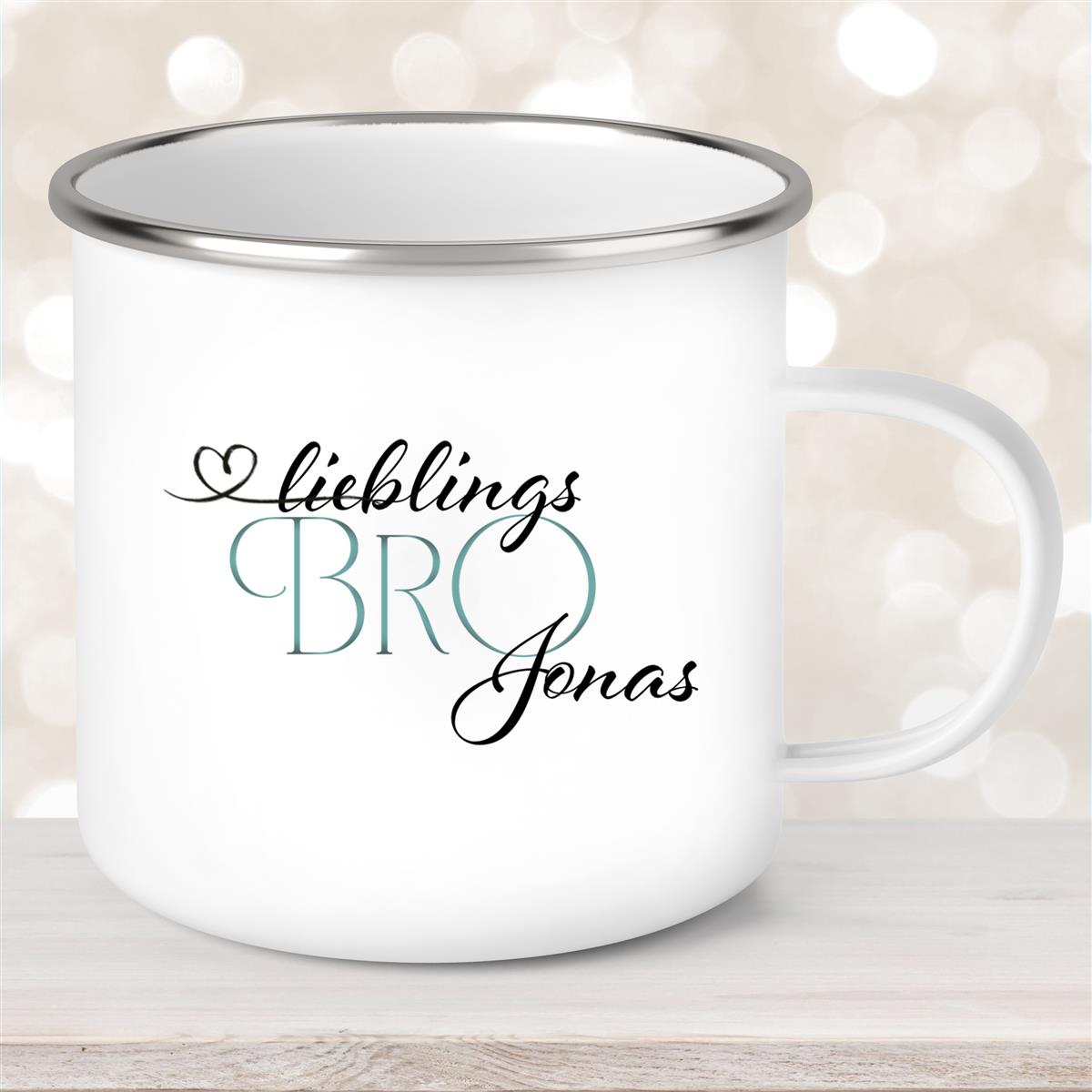 Tasse Wunschname Lieblings-BRO #1 Emaille personalisiert
