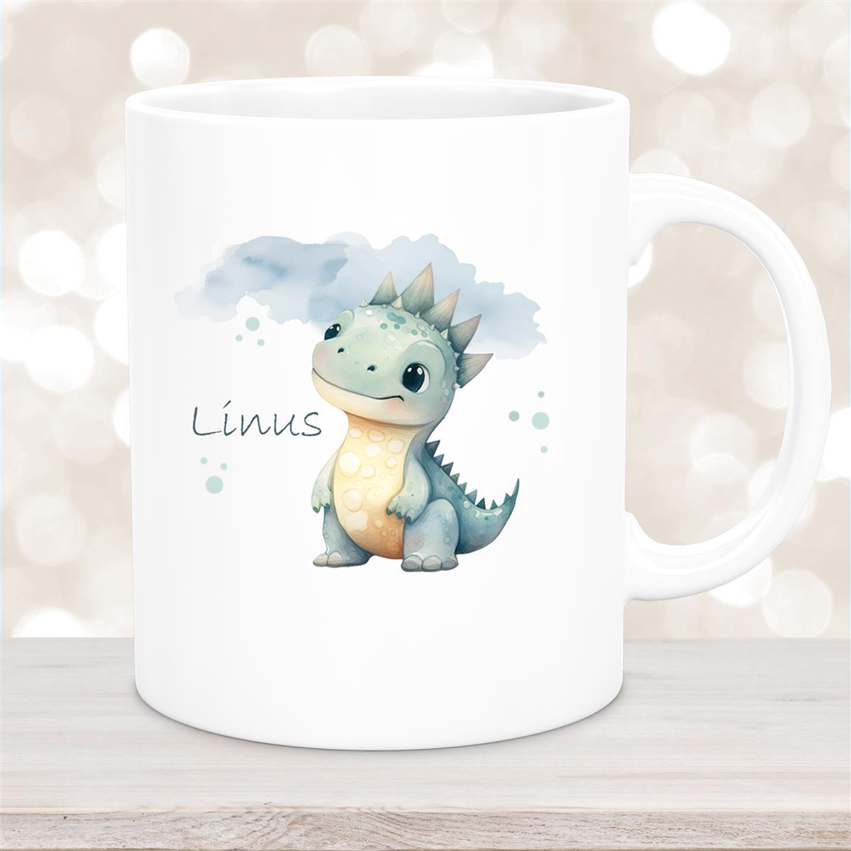 Tasse Dino #15 Wunschname Keramik Kinderbecher Personalisiert versch. Farben