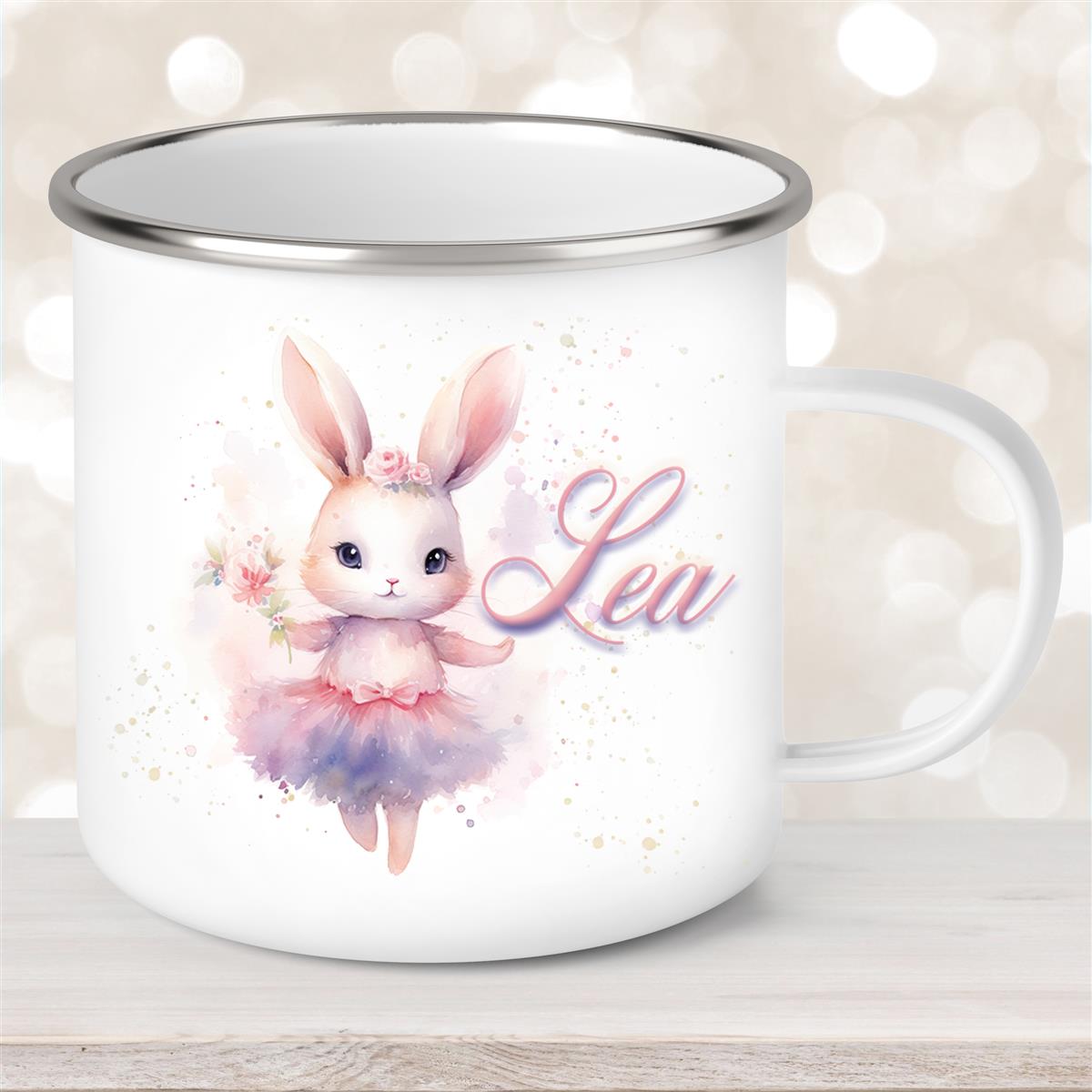 Tasse Ballerina #4 Wunschname Emaille Kinderbecher personalisiert