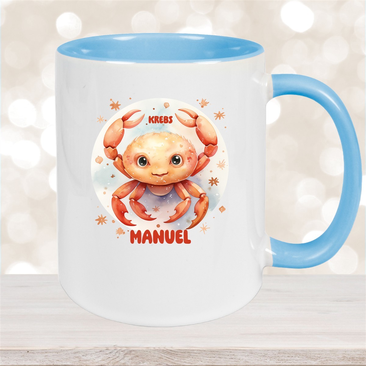 Tasse Sternzeichen Kinder Krebs #1 Wunschname Keramik Kinderbecher personalisiert versch. Farben