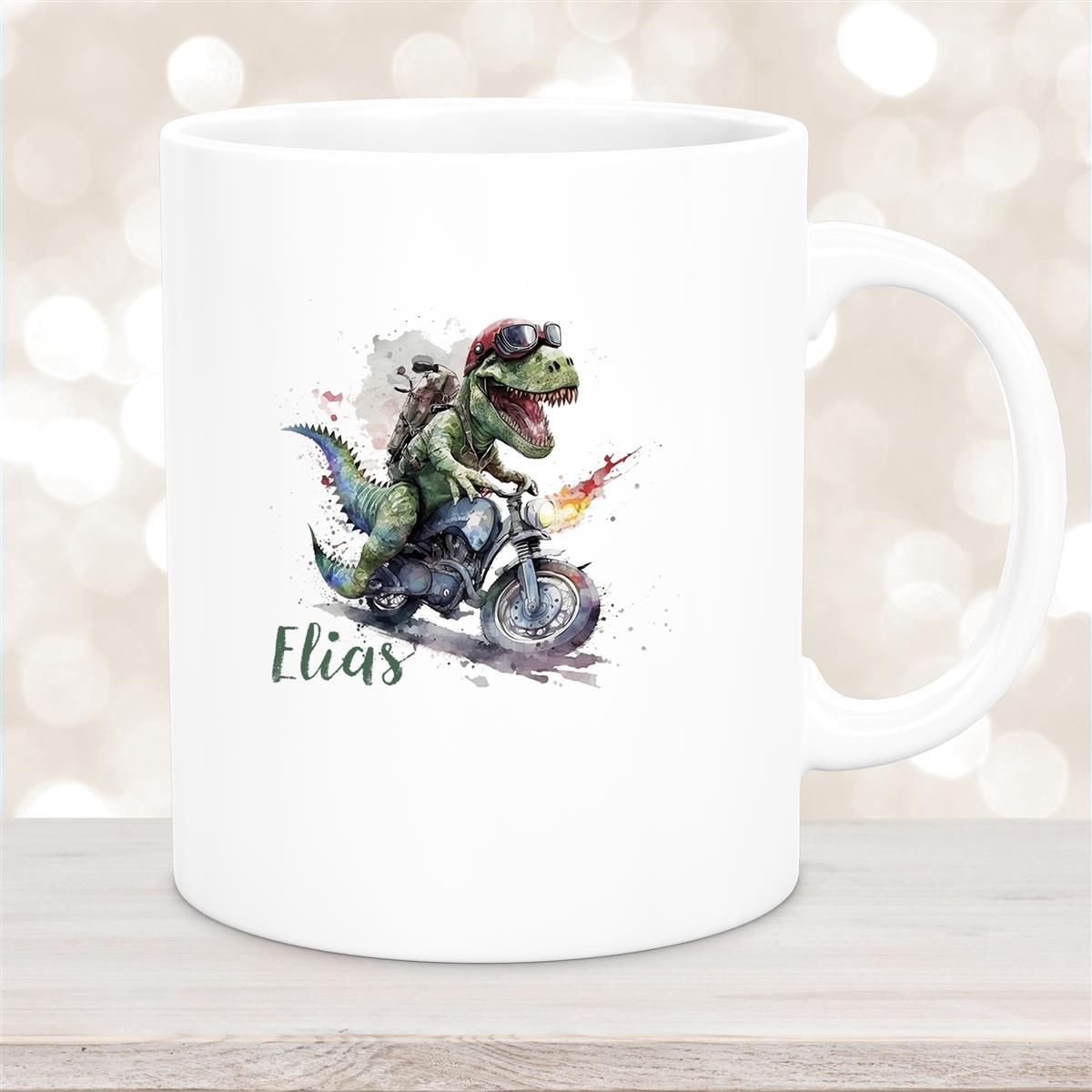Tasse Dino #5 Wunschname Keramik Kinderbecher Personalisiert versch. Farben