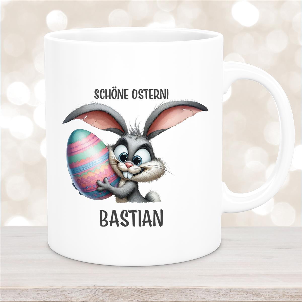 Tasse Ostern - Hase #5 Wunschnamen personalisiert Keramik Weiß