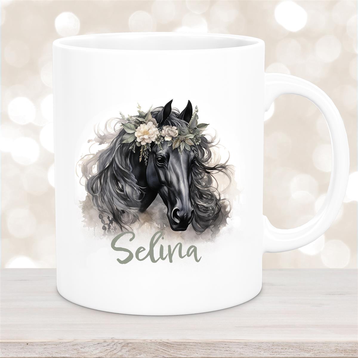 Tasse Pferd #3 Wunschname Keramik Kinderbecher personalisiert Weiß