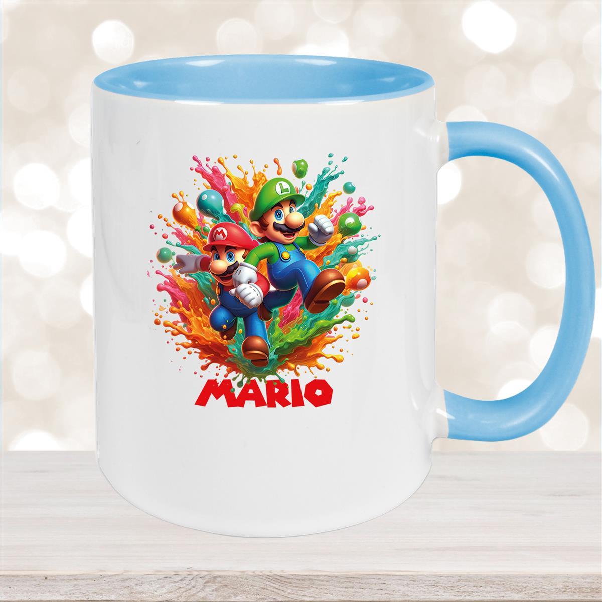 Tasse Wunschname Super-Mario #4 Keramik Kinderbecher personalisiert versch. Farben