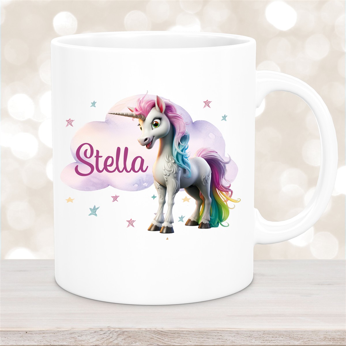 Tasse Einhorn Wolke #4 Wunschname Keramik Kinderbecher personalisiert versch. Farben