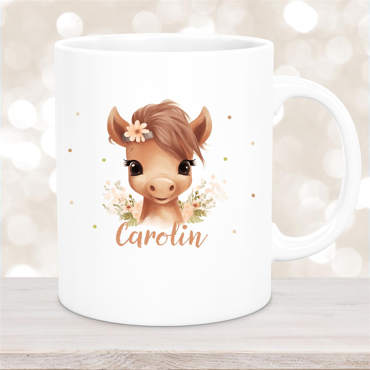 Tasse Pferd #6 Wunschna Keramik Kinderbecher personalisiert versch. Farben