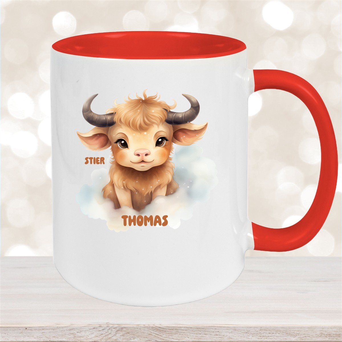 Tasse Sternzeichen Kinder Stier #1 Wunschname Keramik Kinderbecher personalisiert versch. Farben