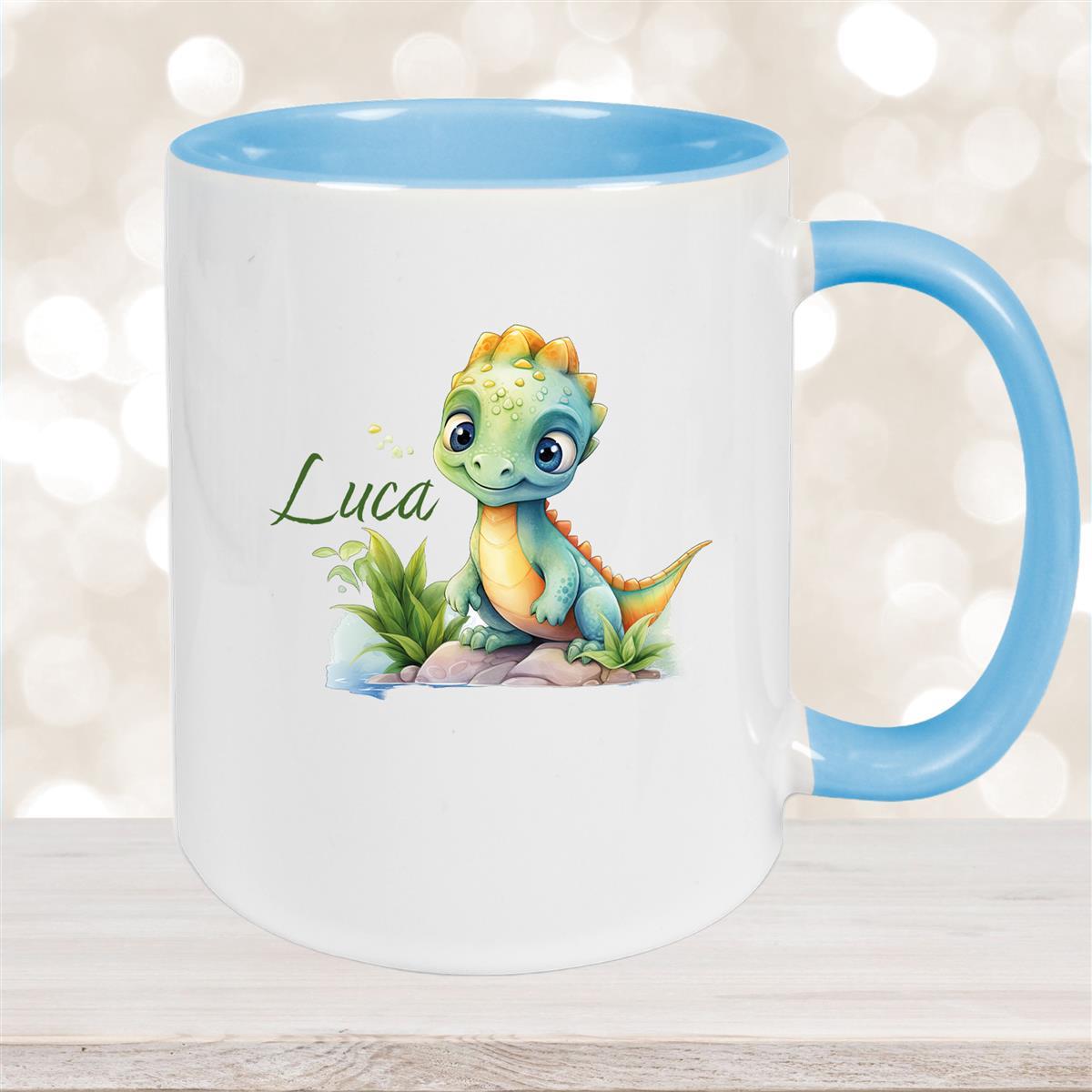 Tasse Dino #11 Wunschname Keramik Kinderbecher Personalisiert versch. Farben