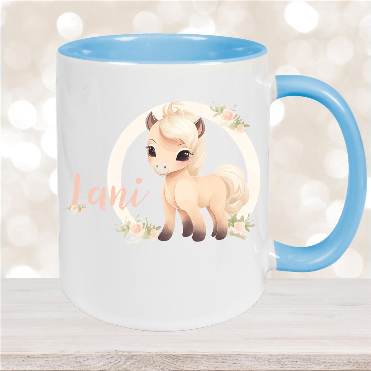 Tasse Pferd #4 Wunschname Keramik Kinderbecher personalisiert versch. Farben