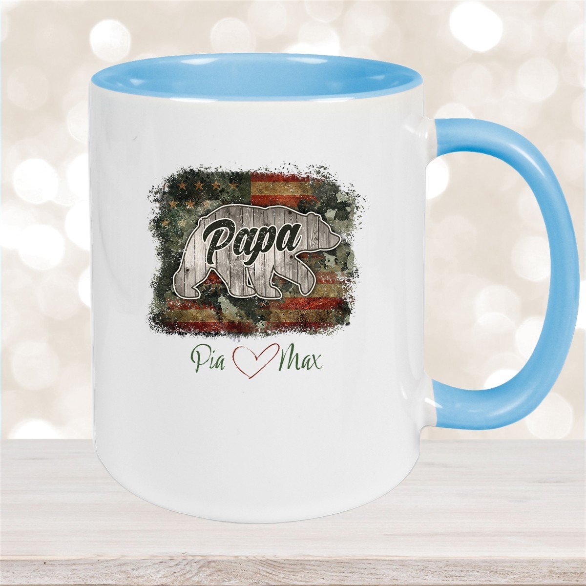 Tasse Vatertag #7 Papa "Bär" Wunschnamen Keramik Personalisiert versch. Farben