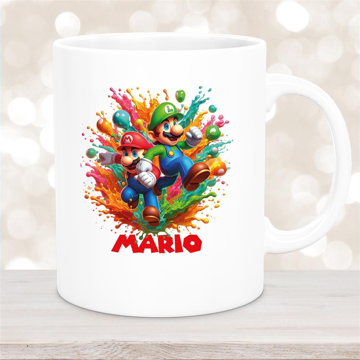 Tasse Wunschname Super-Mario #4 Keramik Kinderbecher personalisiert versch. Farben