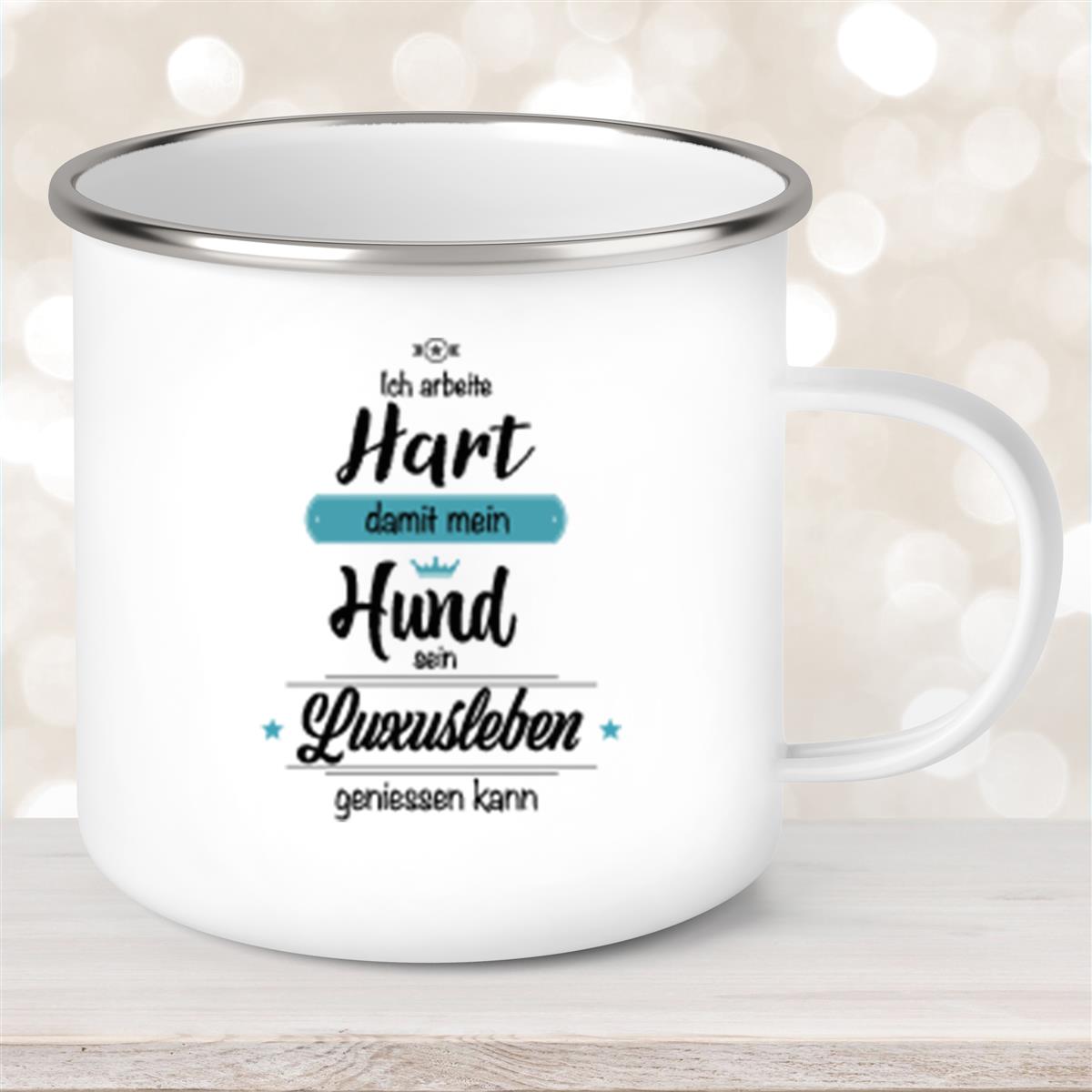 Tasse Wunschname Spruch-Hund #1 Emaille