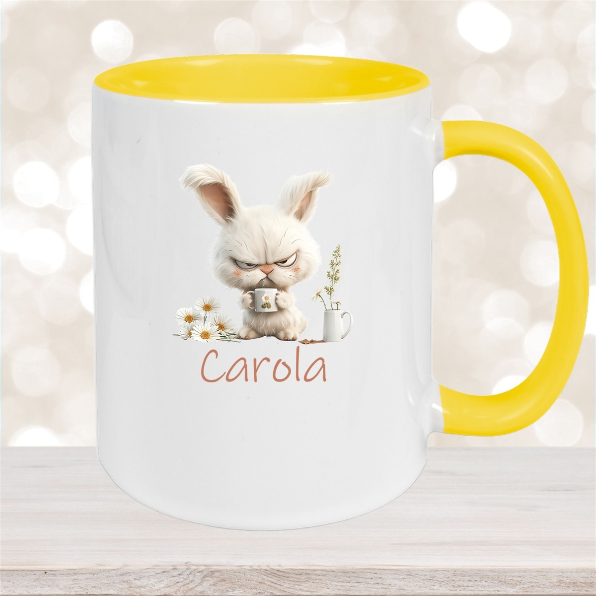 Tasse Ostern Grumpy-Bunny #1 Wunschnamen Keramik personalisiert versch. Farben