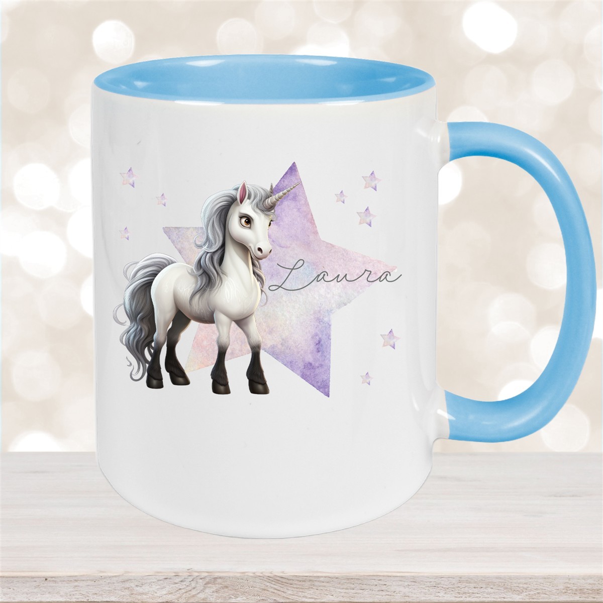 Tasse Wunschname Einhorn Stern #1 Keramik Kinderbecher versch. Farben