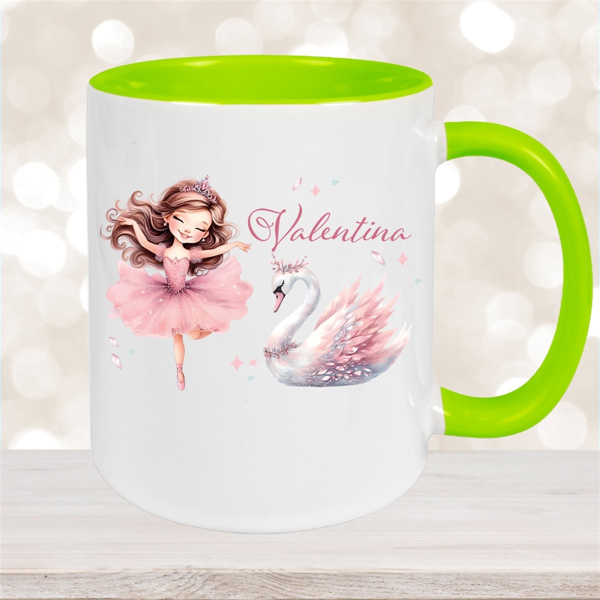 Tasse Ballerina #2 Wunschname Keramik Kinderbecher personalisiert versch. Farben