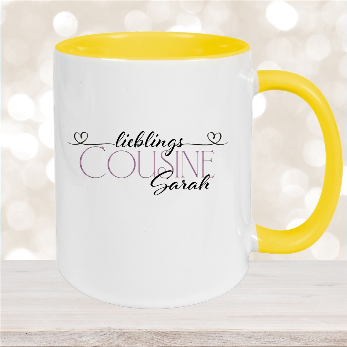 Tasse Wunschname Lieblings-Cousine #1 personalisiert Keramik Becher versch. Farben