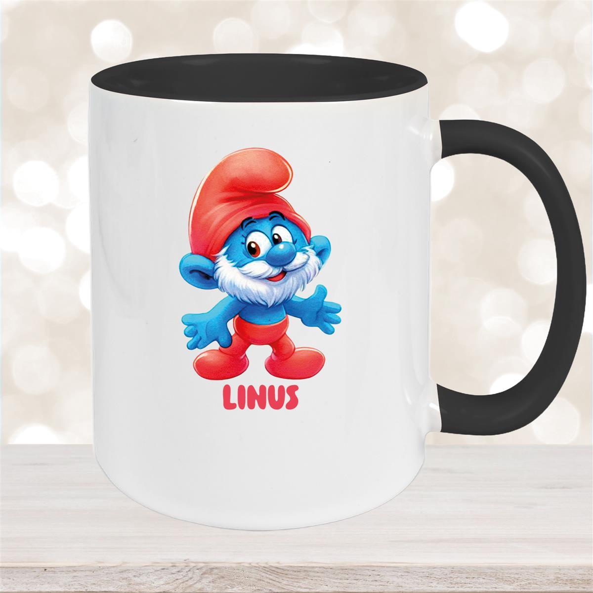 Tasse Kinder Schlumpf #4 Papa Schlumpf Wunschname Keramik Kinderbecher personalisiert versch. Farben