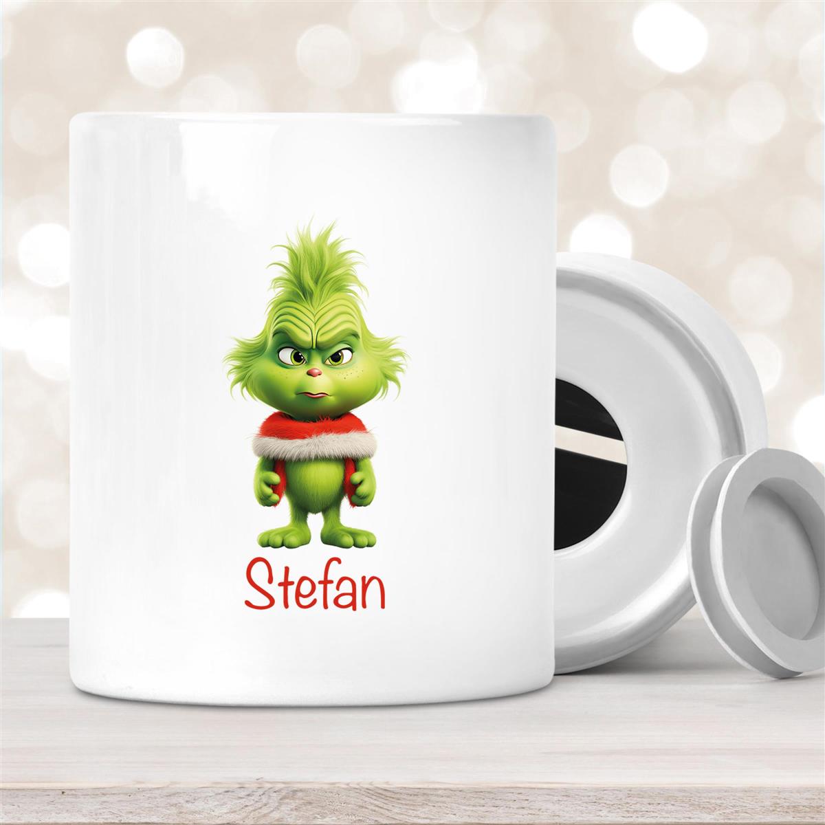Spardose mit Wunschname Weihnachten Grinch #1 personalisiert