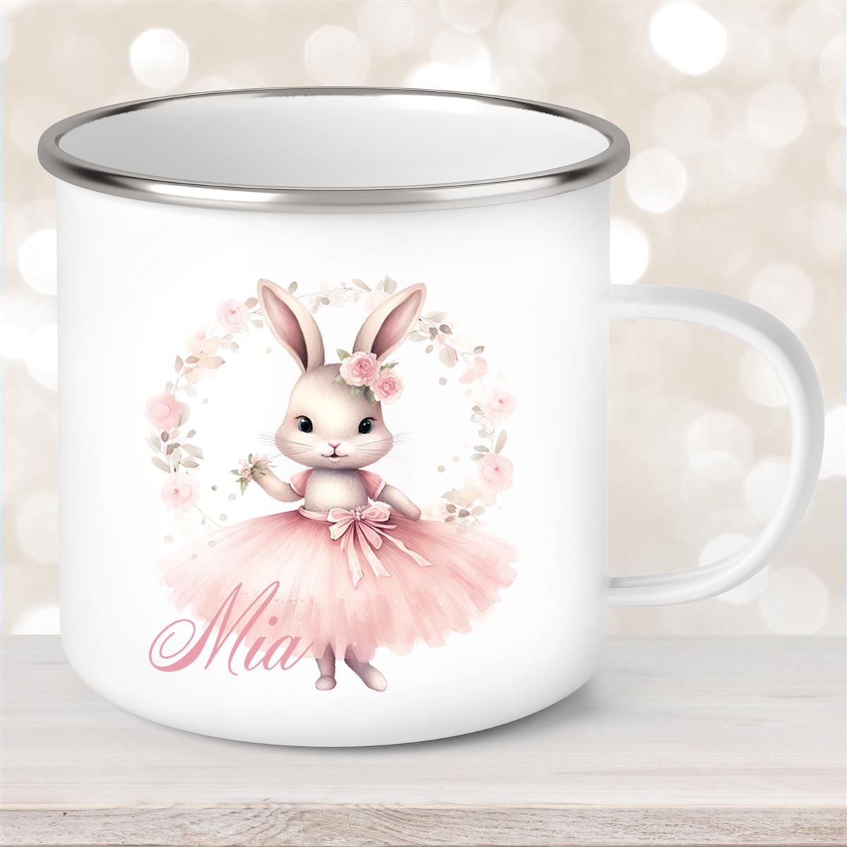 Tasse Ballerina #5 Wunschname Emaille Kinderbecher personalisiert
