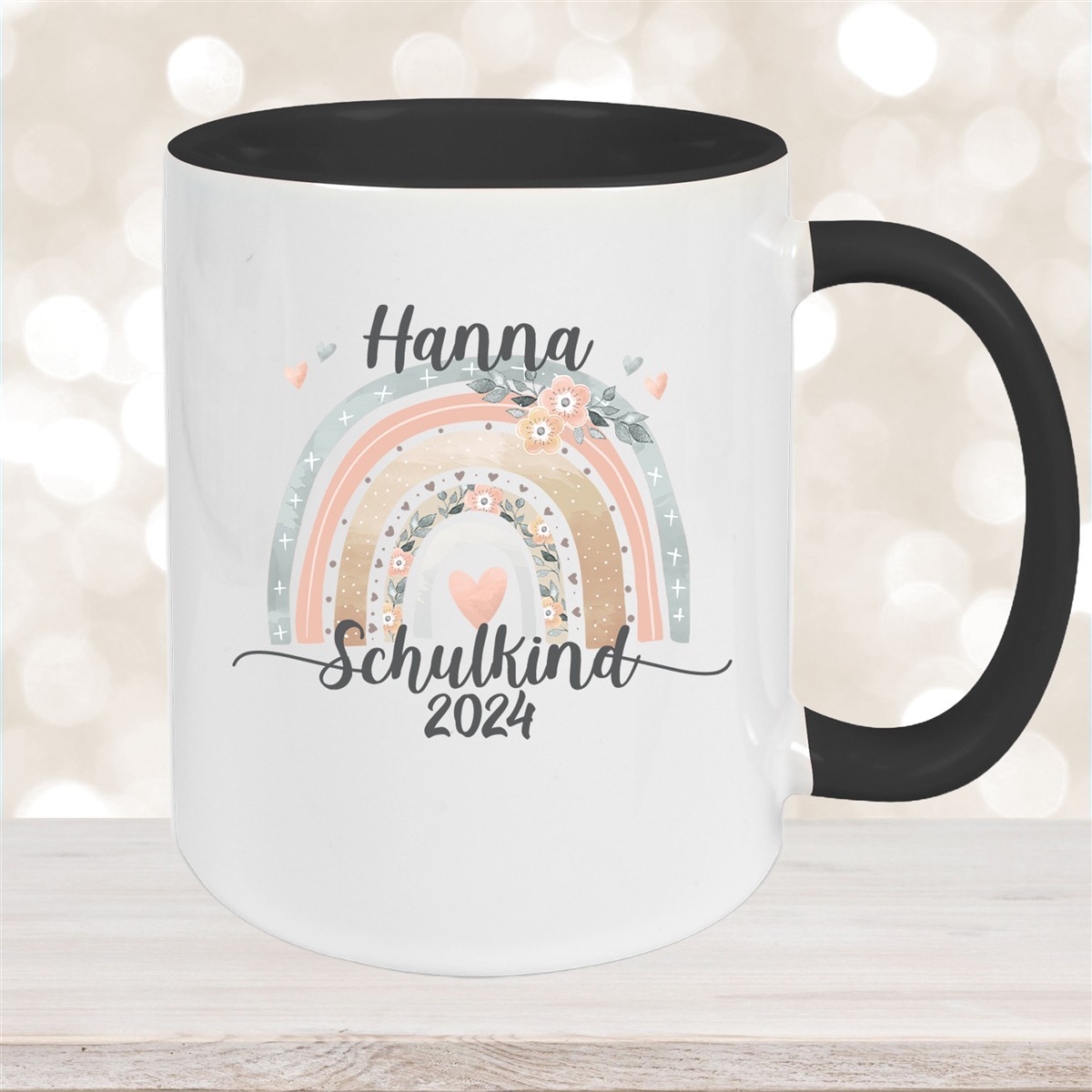 Tasse Schulkind #06 Wunschname Rainbow Keramik Kinderbecher Personalisiert versch. Farben