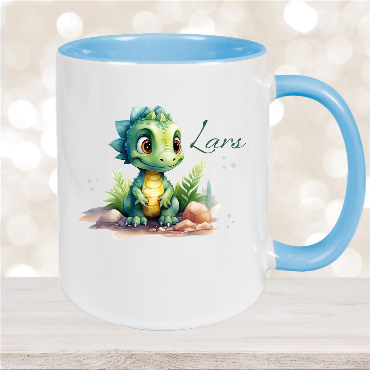 Tasse Dino #17 Wunschname Keramik Kinderbecher Personalisiert versch. Farben