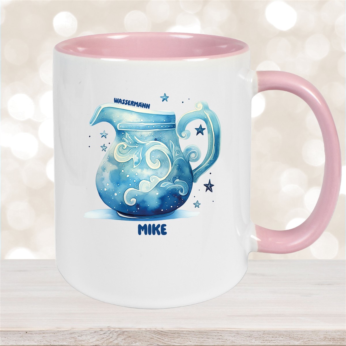 Tasse Sternzeichen Kinder Wassermann #1 Wunschname Keramik Kinderbecher personalisiert versch. Farben