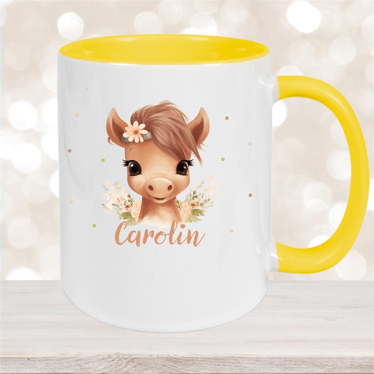 Tasse Pferd #6 Wunschna Keramik Kinderbecher personalisiert versch. Farben