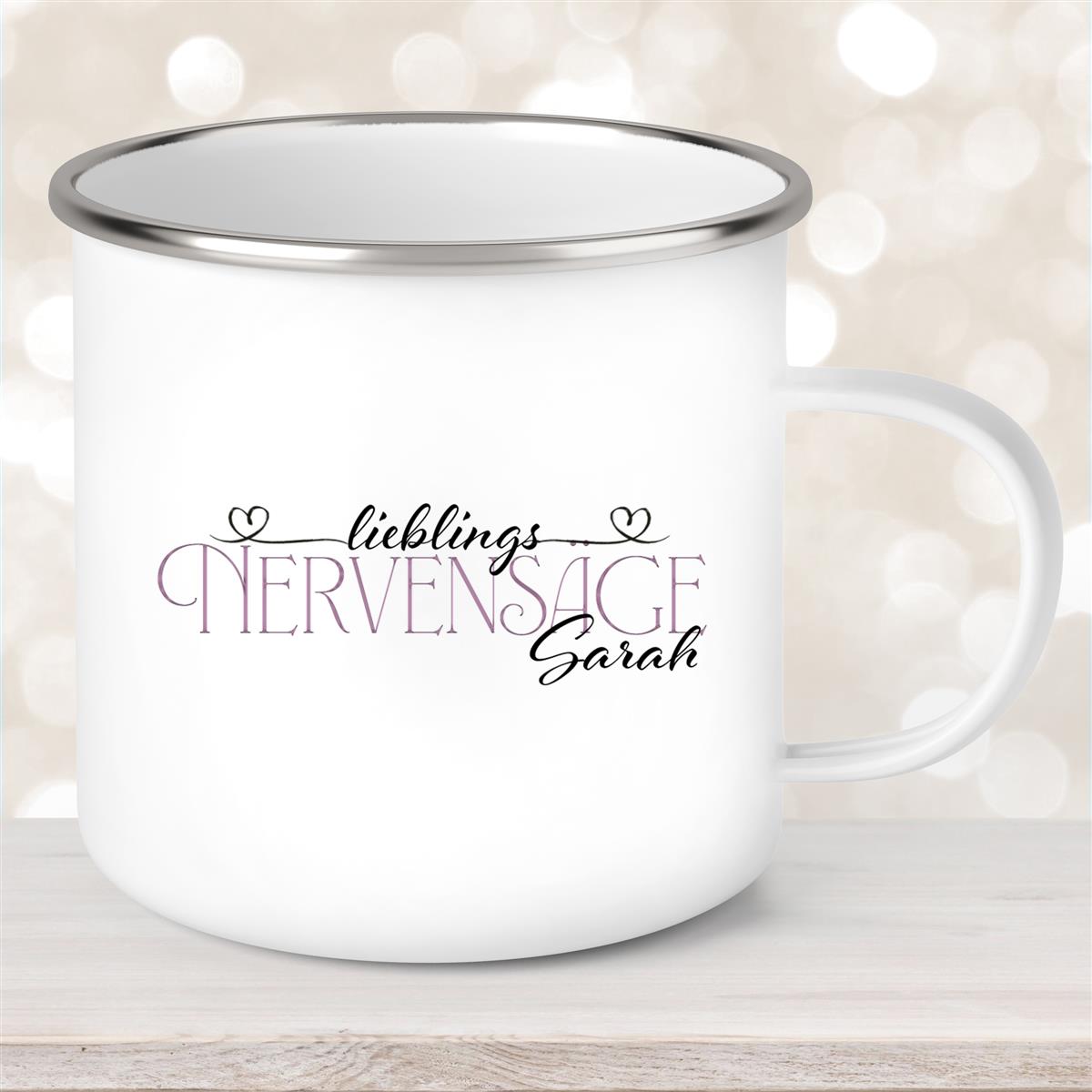 Tasse Wunschname Lieblings-Nervensäge #1 Emaille personalisiert