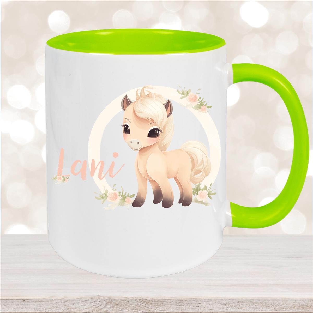 Tasse Pferd #4 Wunschname Keramik Kinderbecher personalisiert versch. Farben