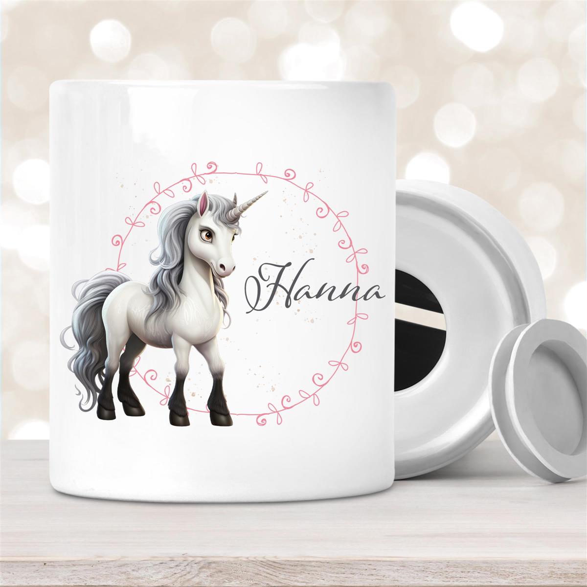 Spardose mit Wunschname Einhorn #6 personalisiert
