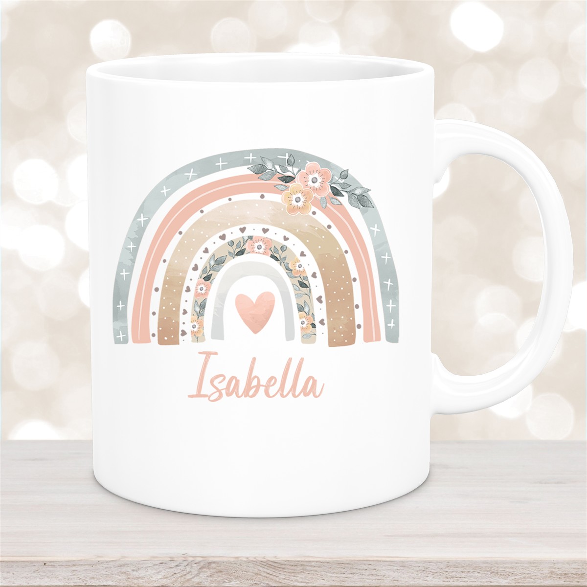 Tasse Wunschname Regenbogen #7 Keramik Kinderbecher versch. Farben