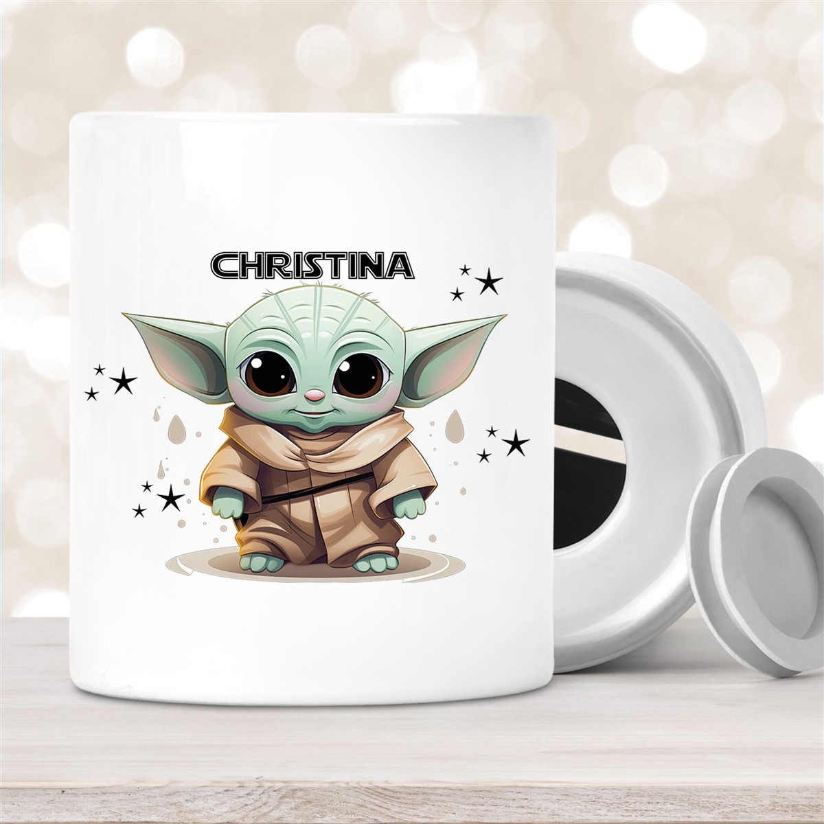 Spardose Baby-Yoda #3 Wunschname personalisiert