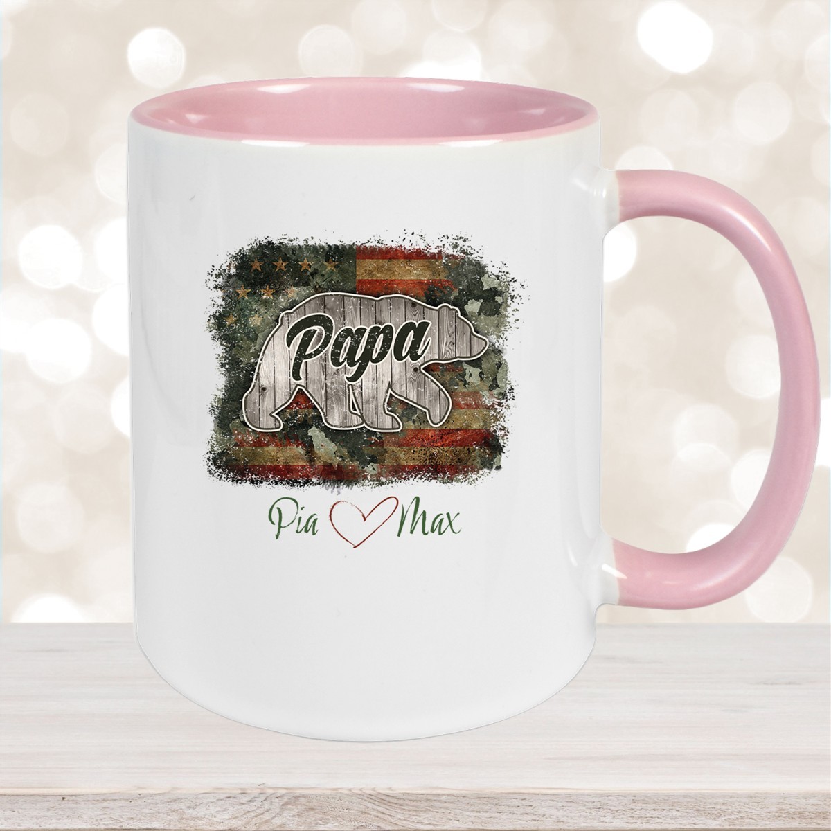 Tasse Vatertag #7 Papa "Bär" Wunschnamen Keramik Personalisiert versch. Farben