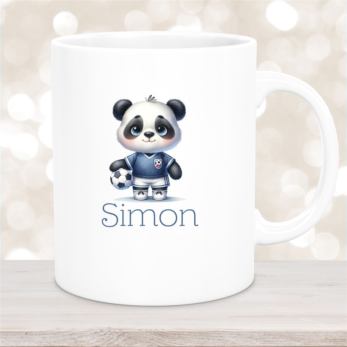 Tasse Wunschname Fußball #17 Personalisiert Panda Keramik Kinderbecher versch. Farben